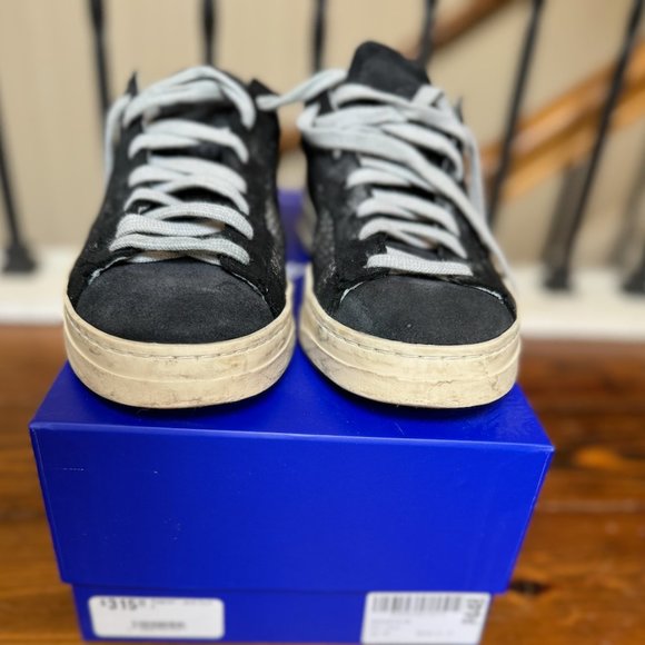 PP48 Jack Fujy Low Top Black Suede & Metallic "Hand -Distressed"Size 8 - Picture 5 of 16